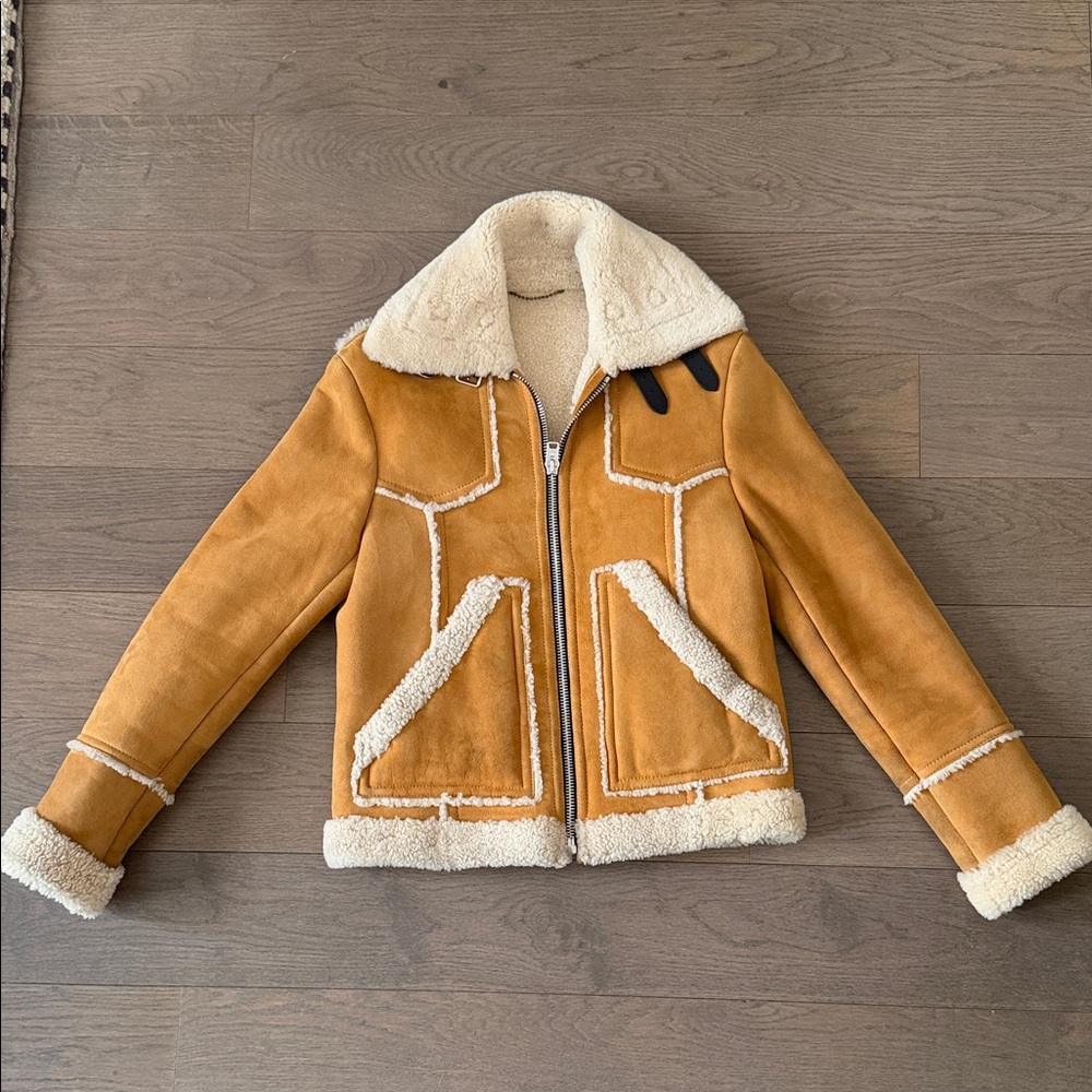 Coach Shearling Jacket with Cream Accents
